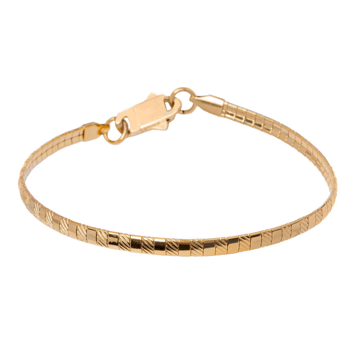 Big Daddy 4MM gold omega bracelet showing lobster clasp and continuous link design