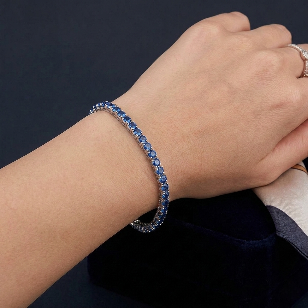 Big Daddy 4MM Silver Blue Tennis Iced Out Bracelet