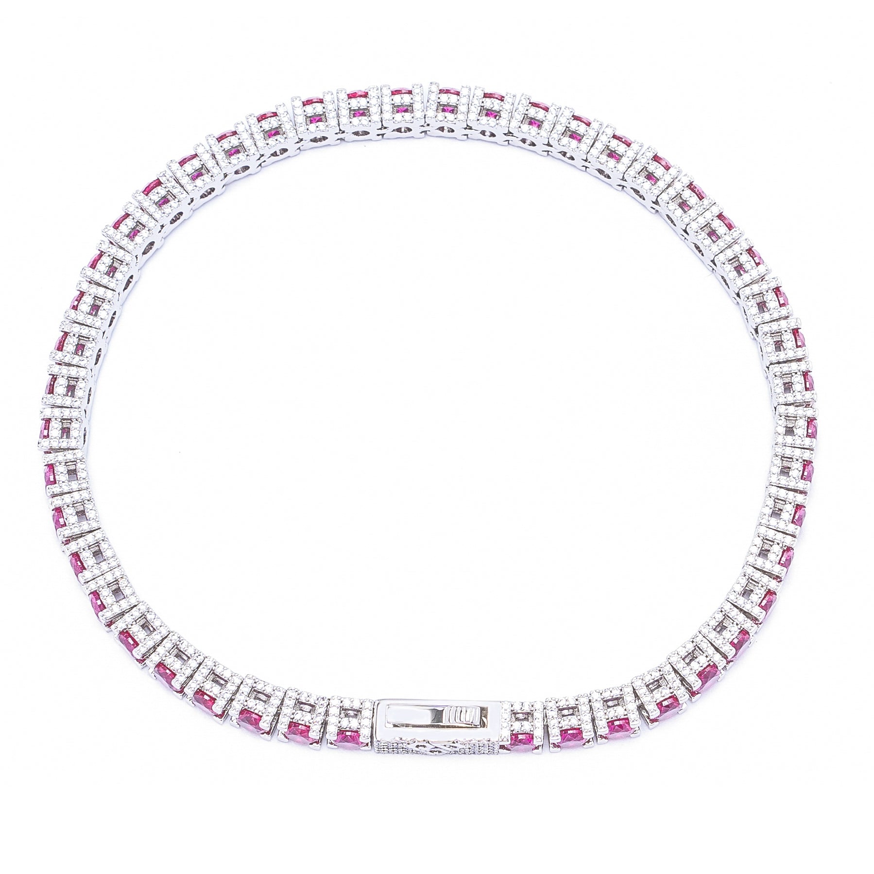 Big Daddy 4MM Silver Ruby Tennis Iced Out Bracelet