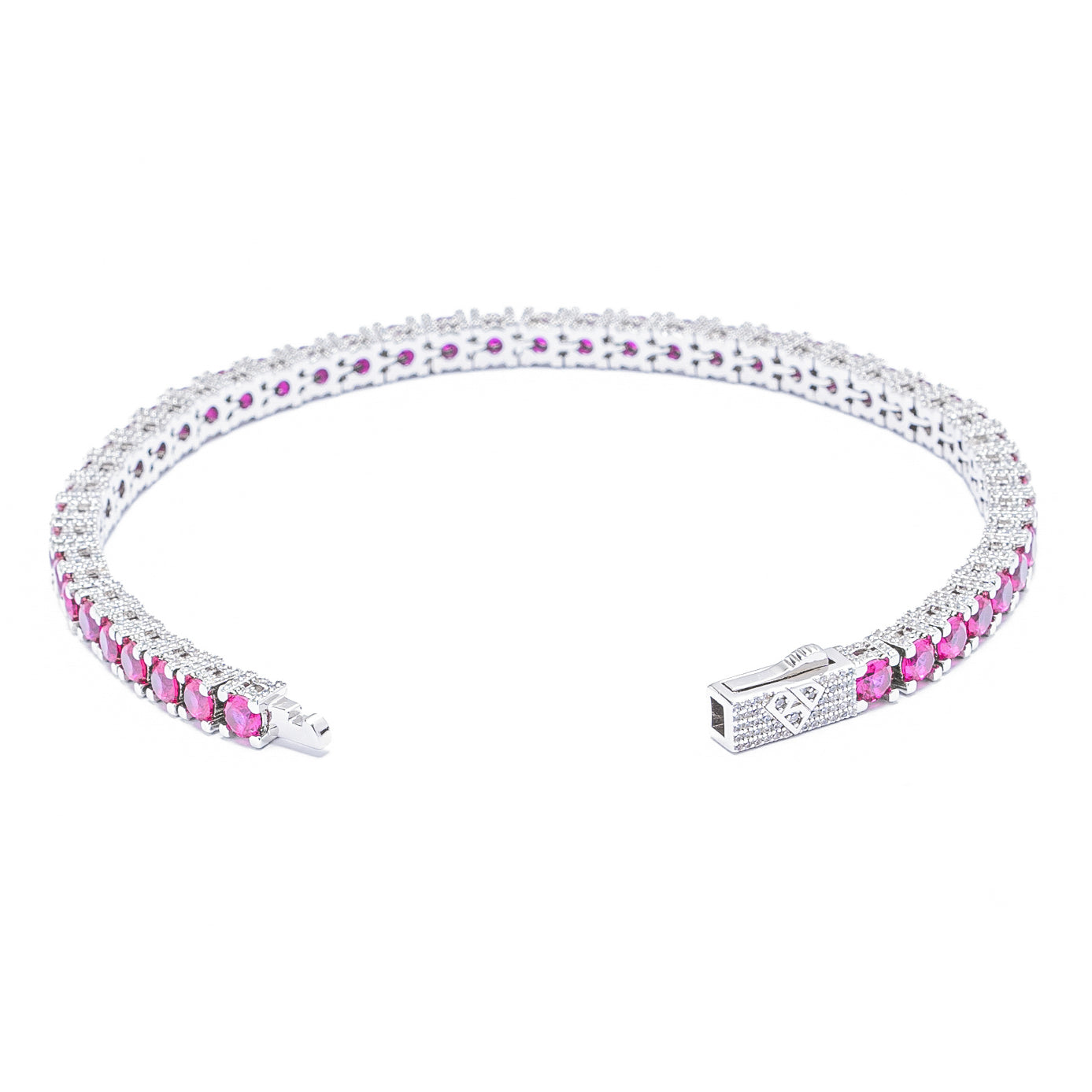 Big Daddy 4MM Silver Ruby Tennis Iced Out Bracelet