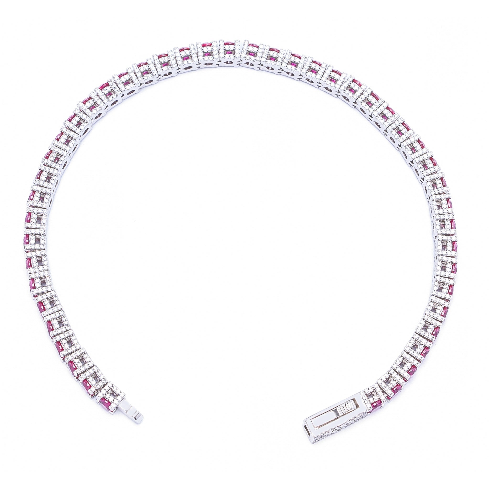 Big Daddy 4MM Silver Ruby Tennis Iced Out Bracelet