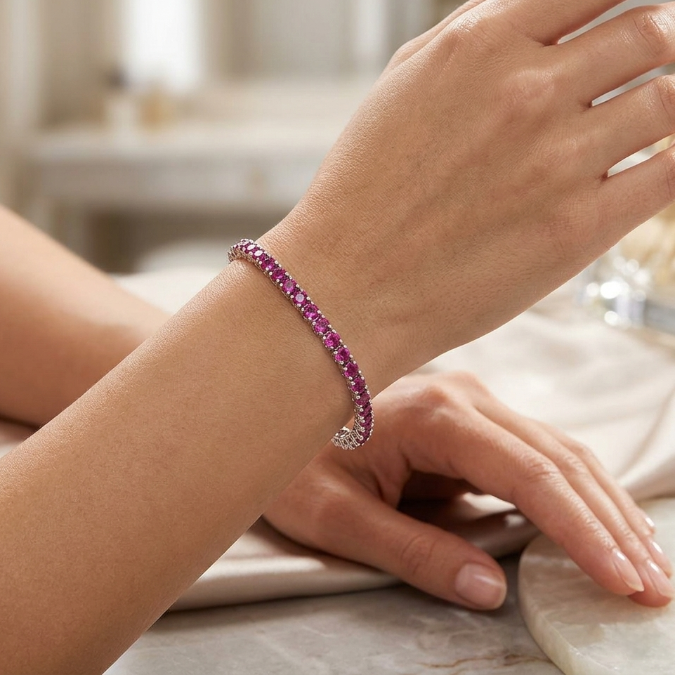 Big Daddy 4MM Silver Ruby Tennis Iced Out Bracelet