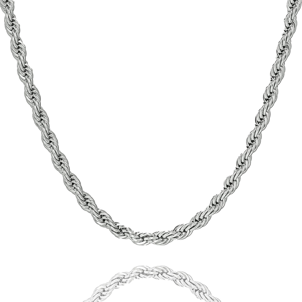 Big Daddy 6mm silver steel rope chain necklace displayed on white background