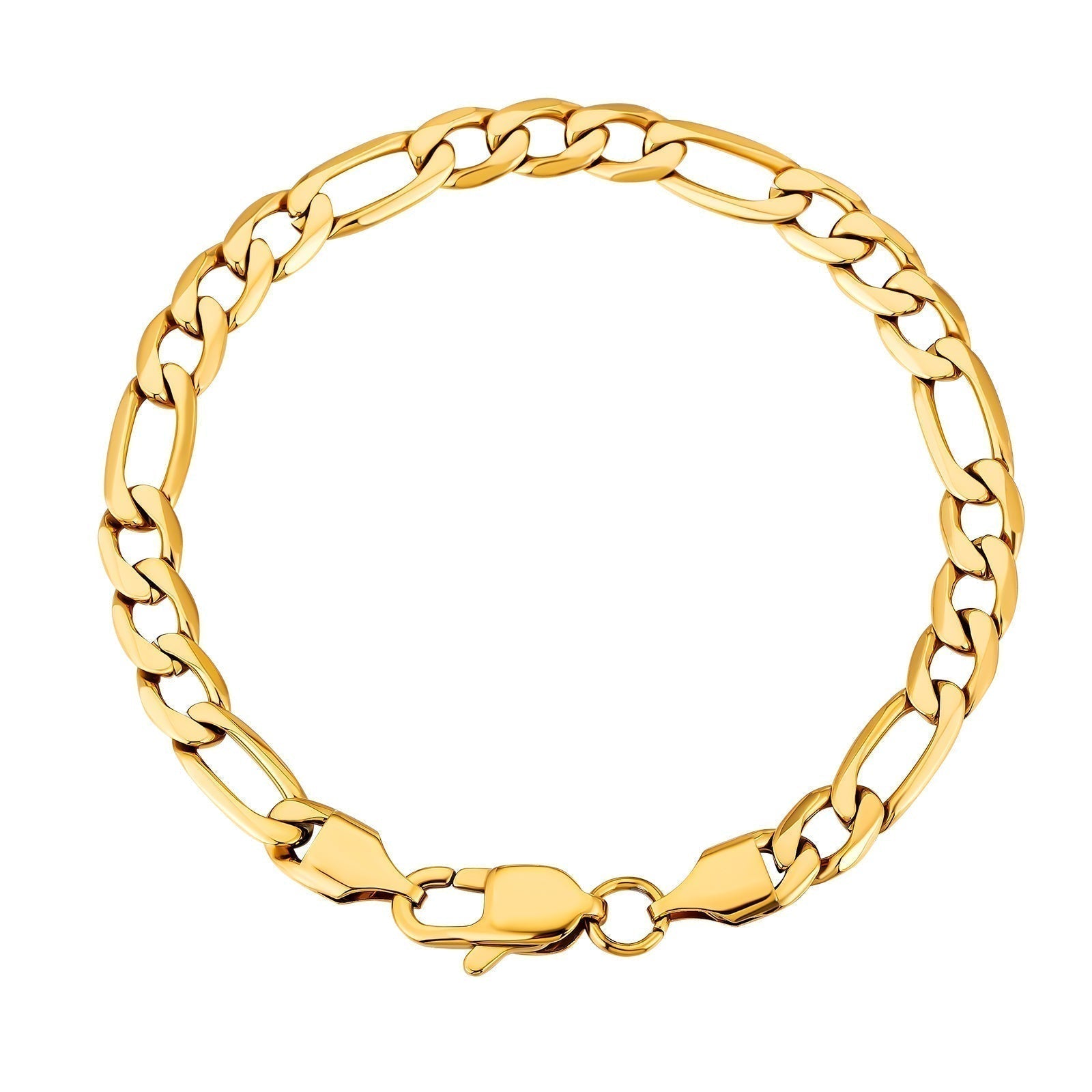 Big Daddy 6mm Steel Figaro Gold Bracelet - Bracelet