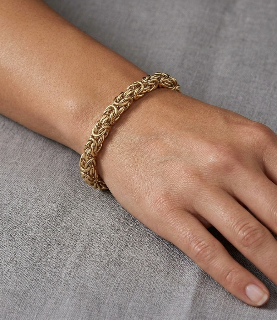 Big Daddy 8MM Byzantine Link Gold Bracelet