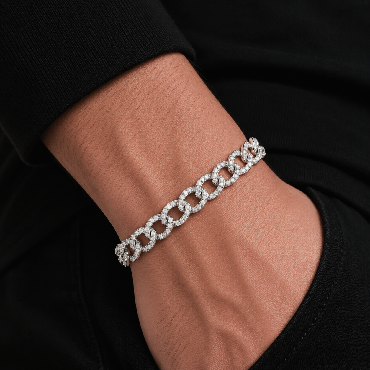 Big Daddy 8MM Iced Curb Cuban Silver Bracelet