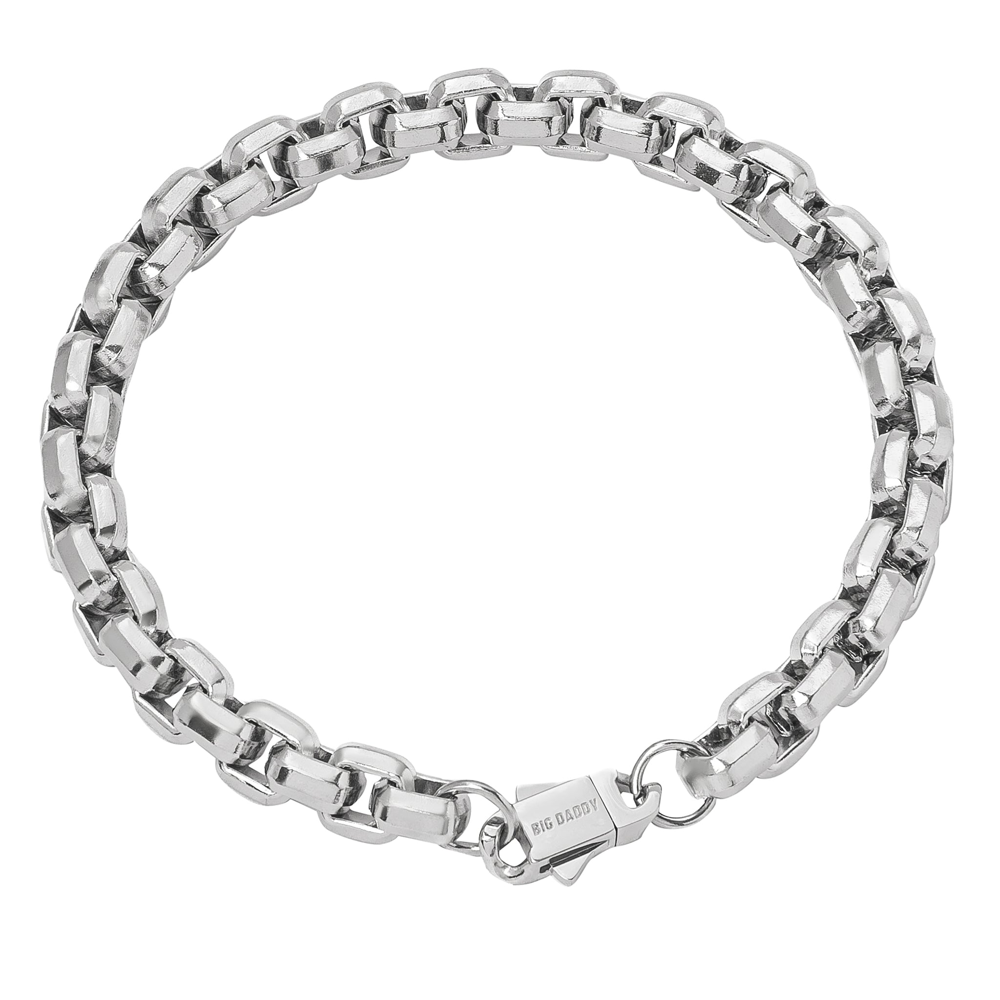 Big Daddy 8MM Silver Steel Franco Box Chain Bracelet - Bracelet