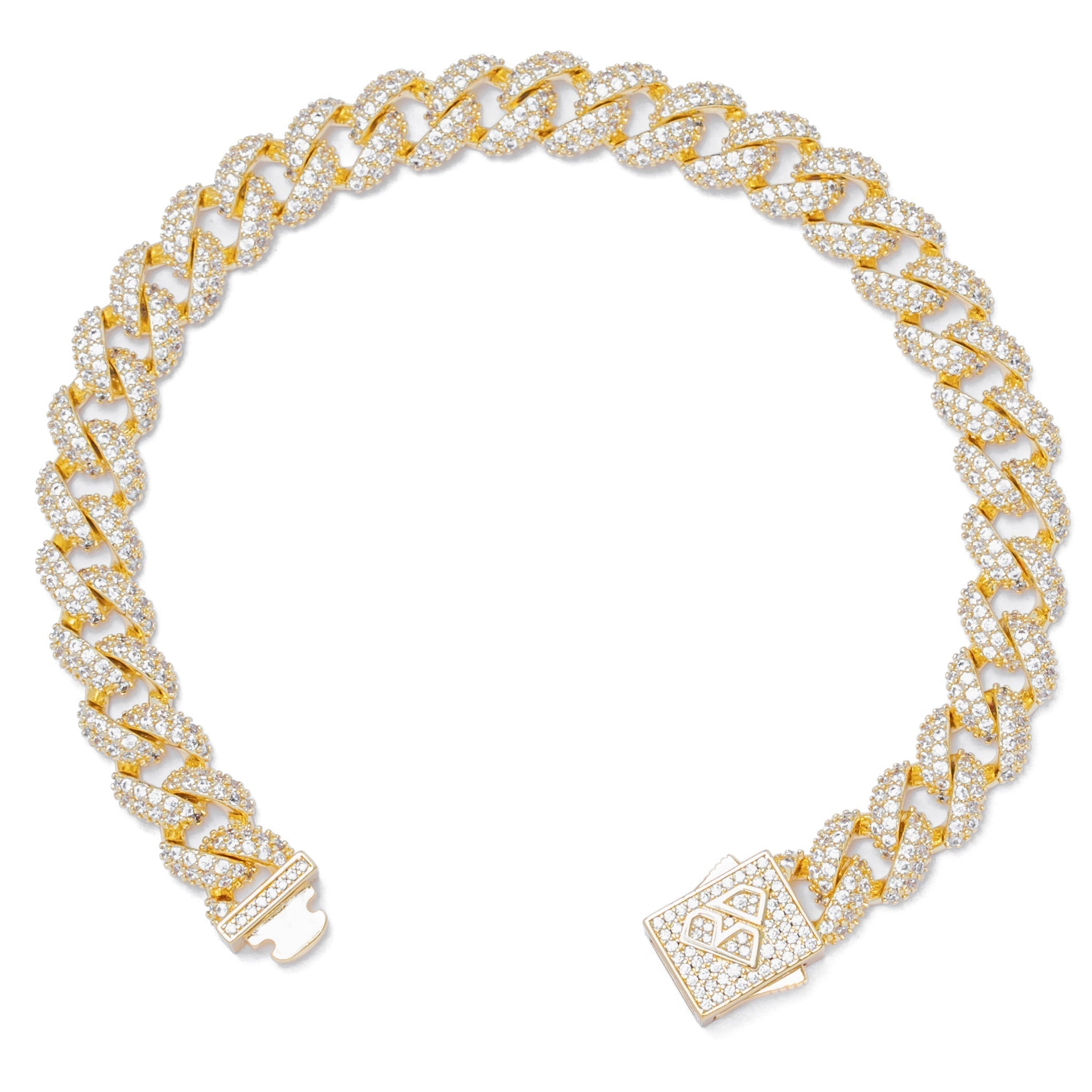 Big Daddy 9MM Diamond Curb Gold Iced Out Bracelet