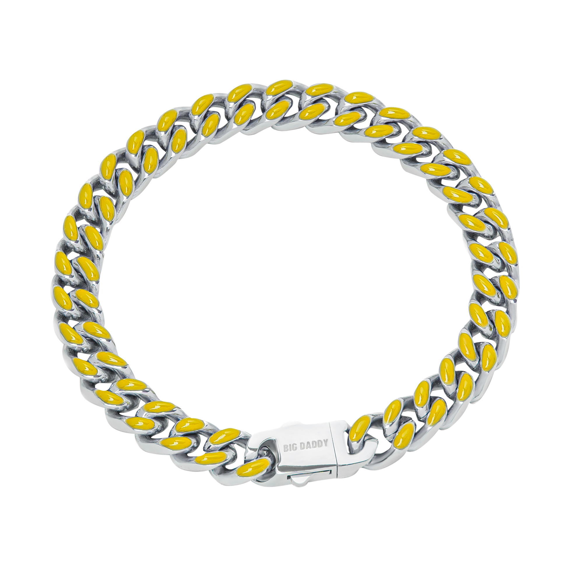 Big Daddy 9MM Enamel Yellow Steel Cuban Bracelet - Bracelet