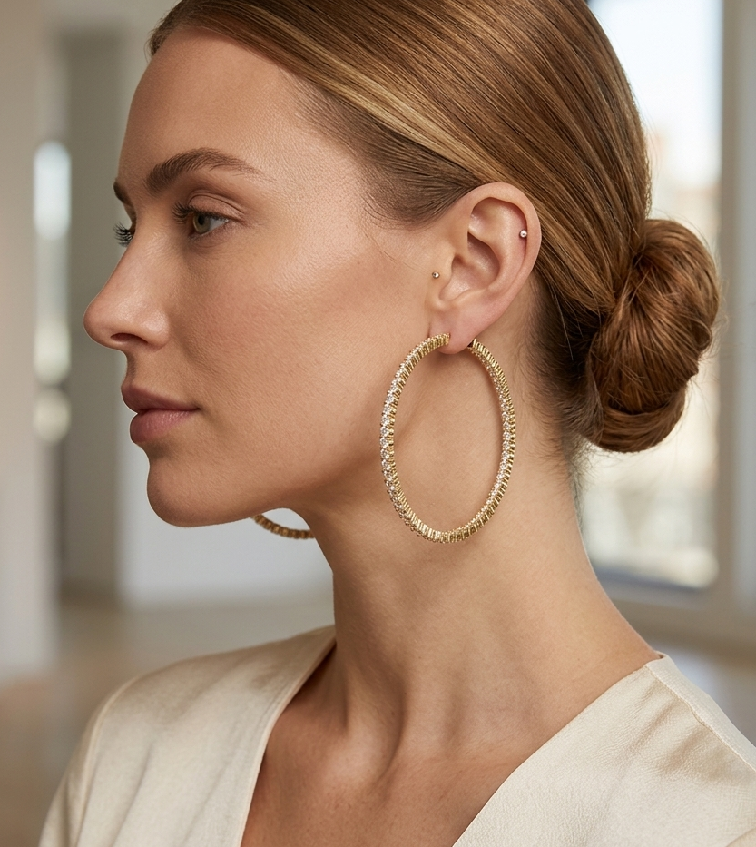 Big Daddy Large Hoop Iced Out Diamond Earring