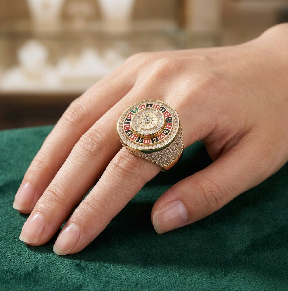 Big Daddy Roulette Baguette Iced Out Diamond Ring