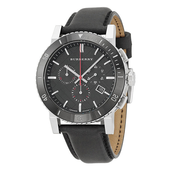 Burberry Black Dial Chronograph Black Leather Men's Watch BU9382 - Big Daddy Jewelry