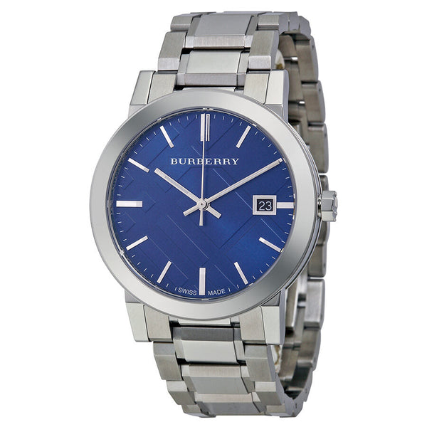 Burberry Blue Check Stamped Dial Stainless Steel Men's Watch BU9031 - Big Daddy Jewelry
