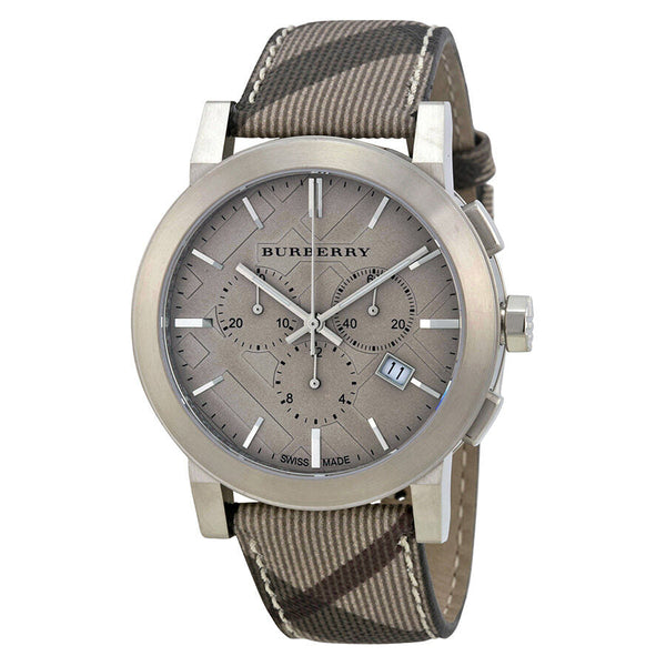 Burberry Brown Impressed Check Dial Check Fabric Strap Men's Watch BU9361 - Big Daddy Jewelry