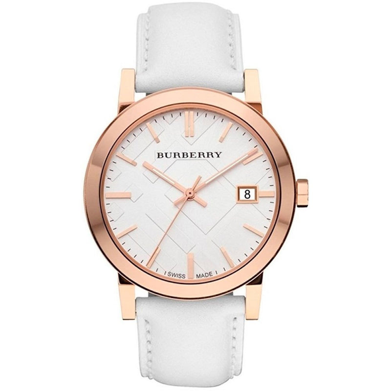 Burberry Unisex Large Check White Leather Unisex Watch  BU9012 - Big Daddy Jewelry
