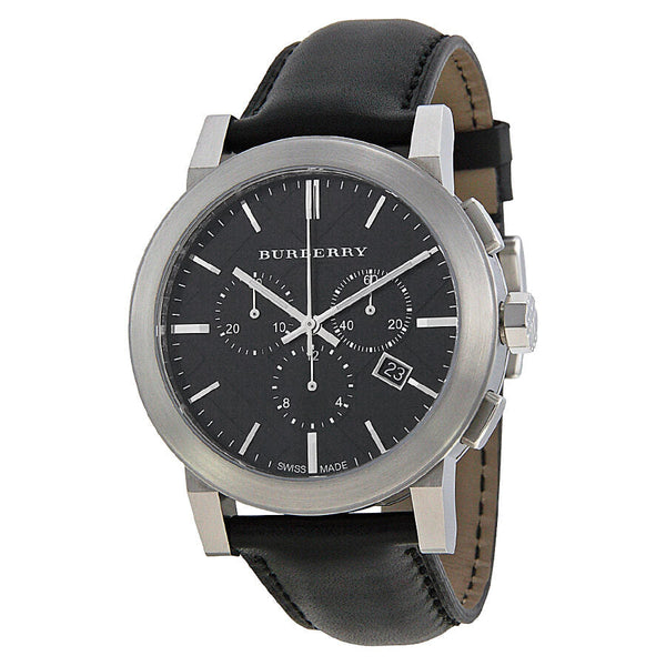 Burberry  Chronograph Black Dial Black Leather Men's Watch BU9356 - Big Daddy Jewelry
