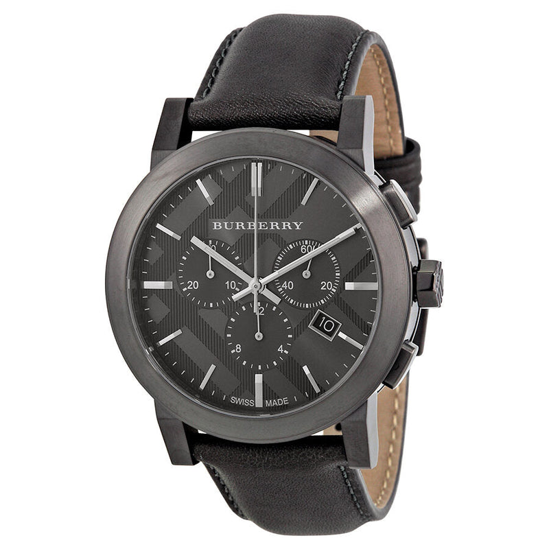 Burberry Chronograph Dark Grey Dial Dark Grey Leather Men's Watch BU9364 - Big Daddy Jewelry