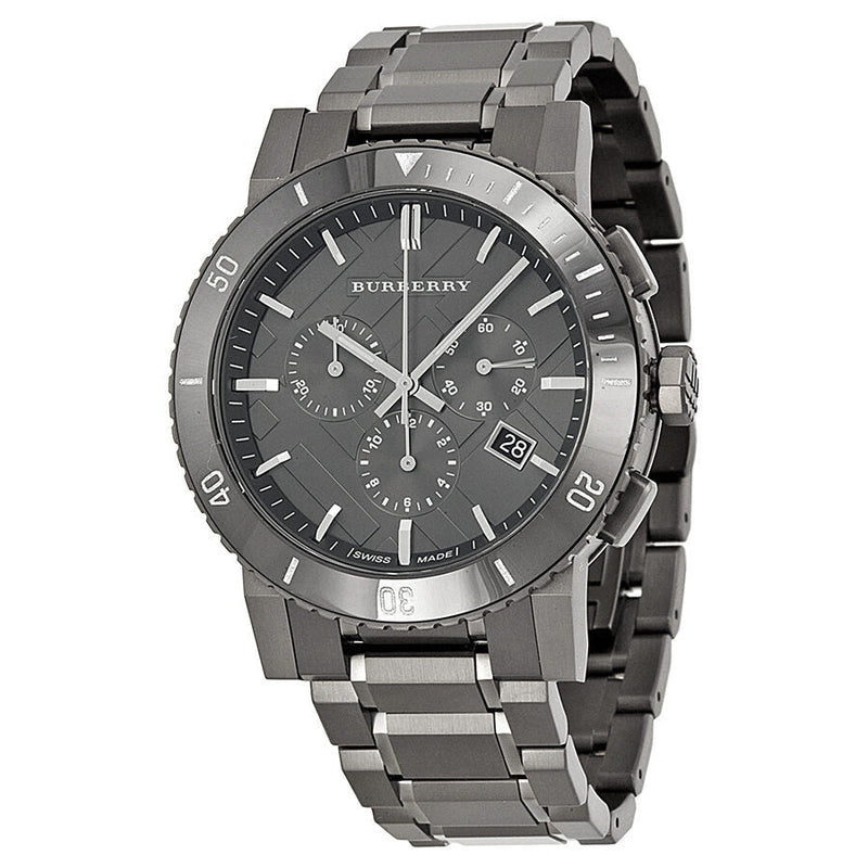 Burberry Chronograph Gunmetal Dial  Grey Ion-plated Stainless Steel Men's Watch BU9381 - Big Daddy Jewelry