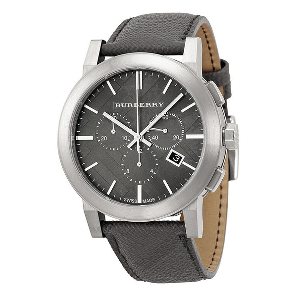 Burberry Grey Dial Black Leather Men's Watch BU9362 - Big Daddy Jewelry