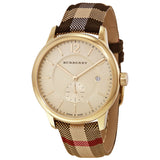 Burberry Honey Dial Honey Check Fabric-Coated Leather Unisex Watch BU10001 - Big Daddy Jewelry