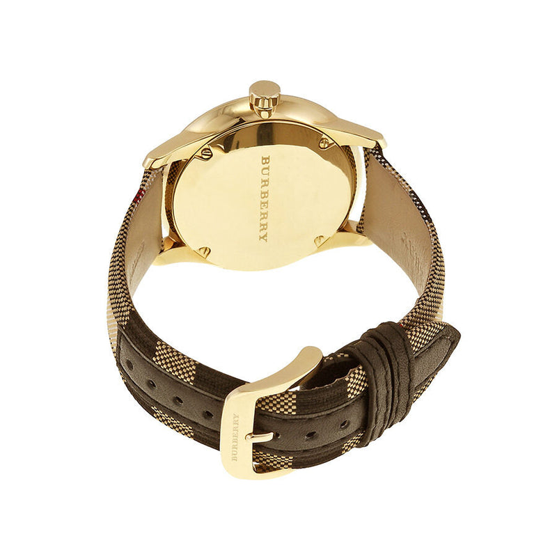Burberry Honey Dial Honey Check Fabric-Coated Leather Unisex Watch BU10001 - Big Daddy Jewelry #3