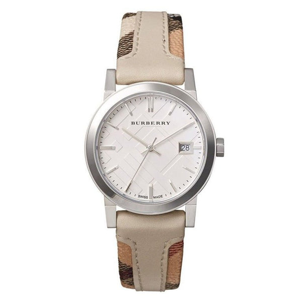Burberry Women's Swiss The City Haymarket Check and White Leather Strap Women's Watch  BU9132 - Big Daddy Jewelry