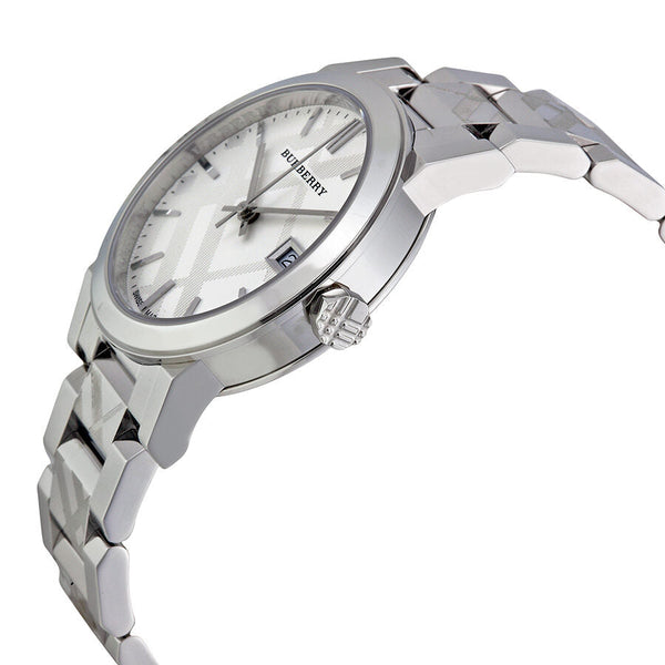 Burberry Silver Check Stamped Dial Stainlkess Steel Ladies Watch BU9144 - Big Daddy Jewelry #2