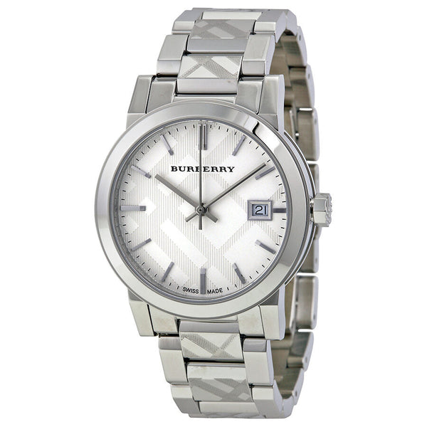 Burberry Silver Check Stamped Dial Stainlkess Steel Ladies Watch BU9144 - Big Daddy Jewelry