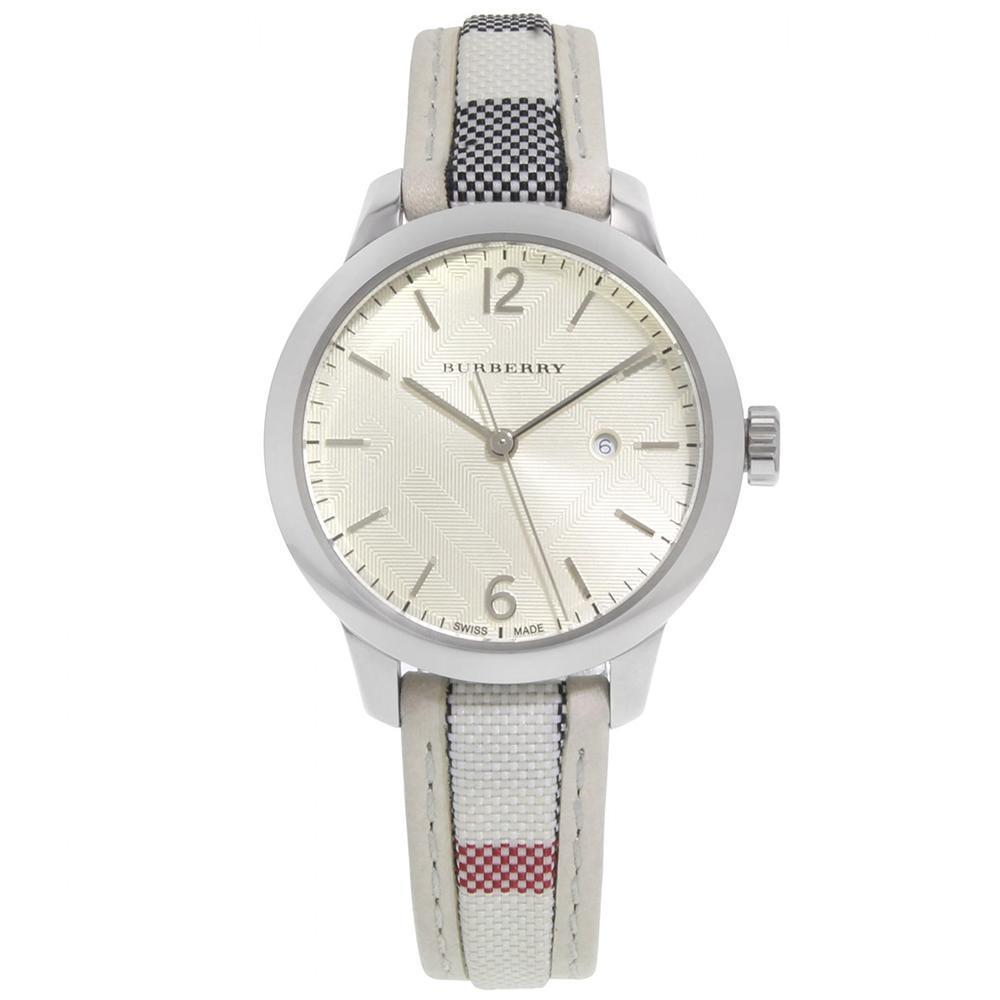 Burberry Silver Classic Leather Strap Women's Watch BU10113