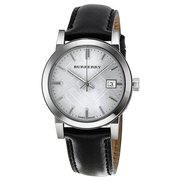 Burberry Silver Dial Black Leather Ladies Watch BU9106 - Big Daddy Jewelry