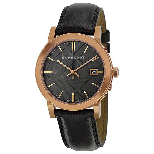 Burberry Taupe Check Pattern DialBrown Leather Strap Men's Watch BU9013 - Big Daddy Jewelry