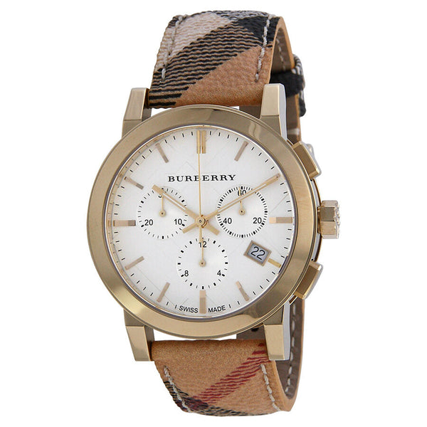 Burberry The City Chronograph White Dial Haymarket Check Unisex Watch BU9752 - Big Daddy Jewelry