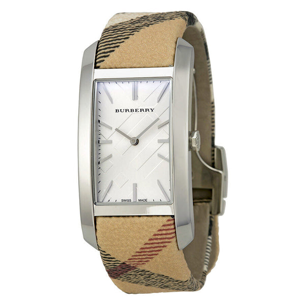 Burberry The Pioneer Silver Check-stamped Dial Haymarket Check Ladies Watch BU9406 - Big Daddy Jewelry