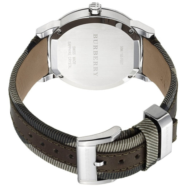 Burberry Men's Large Check Leather on Canvas Strap Beige Dial Men's Watch BU9020 - Big Daddy Jewelry #2