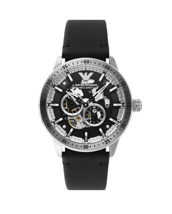 Emporio Armani Automatic Black Leather Men's Watch  AR60051 - Big Daddy Jewelry