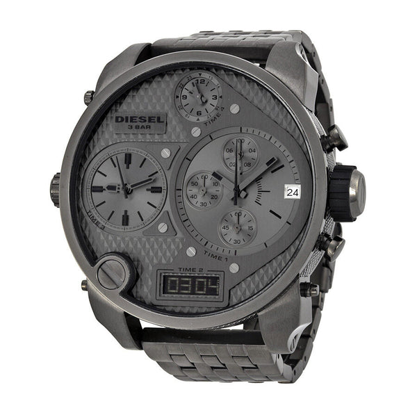 Diesel Badass Oversized Gray Dial Gunmetal PVD Men's Watch #DZ7247 - Big Daddy Jewelry