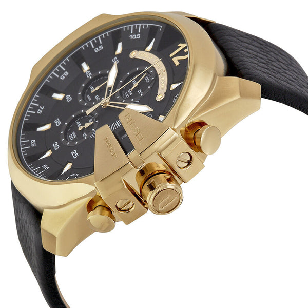 Diesel Mega Chief Black Dial Black Leather Men's Watch #DZ4344 - Big Daddy Jewelry #2