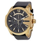 Diesel Mega Chief Black Dial Black Leather Men's Watch #DZ4344 - Big Daddy Jewelry