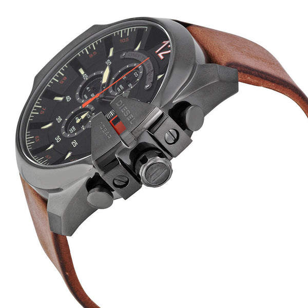 Diesel Mega Chief Black Dial Brown Leather Men's Quartz Watch #DZ4343 - Big Daddy Jewelry #2