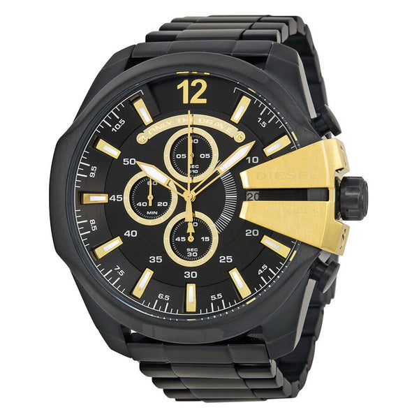 Diesel Mega Chief Chronograph Black Dial Men's Watch #DZ4338 - Big Daddy Jewelry