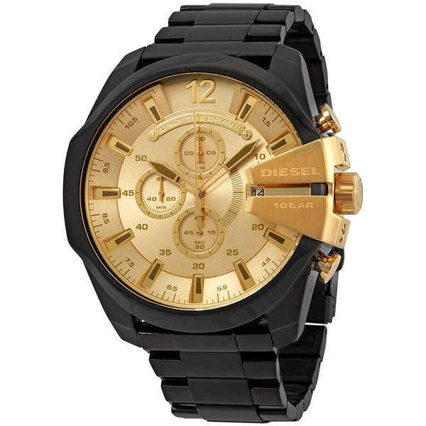 Diesel Mega Chief Chronograph Gold Dial Men's Watch #DZ4485 - Big Daddy Jewelry