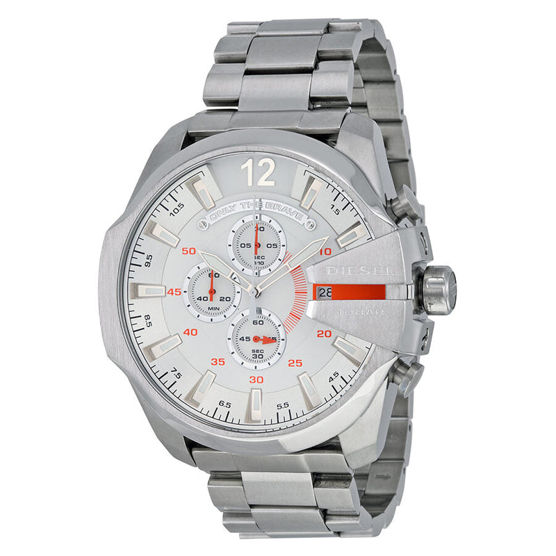 Diesel Mega Chief Chronograph White Dial Men's Watch #DZ4328 - Big Daddy Jewelry