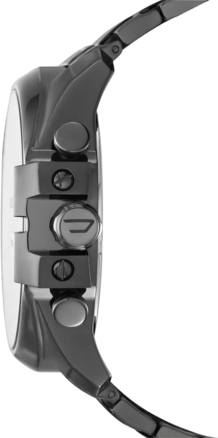 Side profile view of Diesel Mega Chief watch showing case thickness and pushers