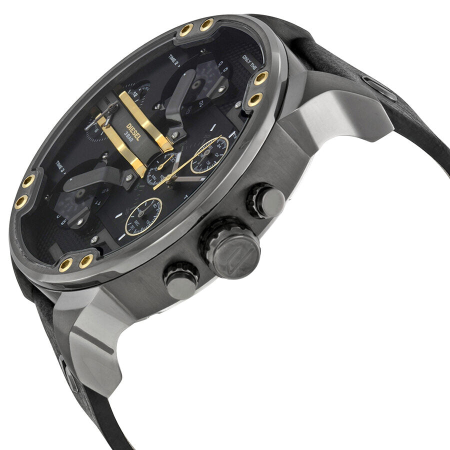 Diesel Mr. Daddy 2.0 Black Dial Black Leather Men's Watch DZ7348