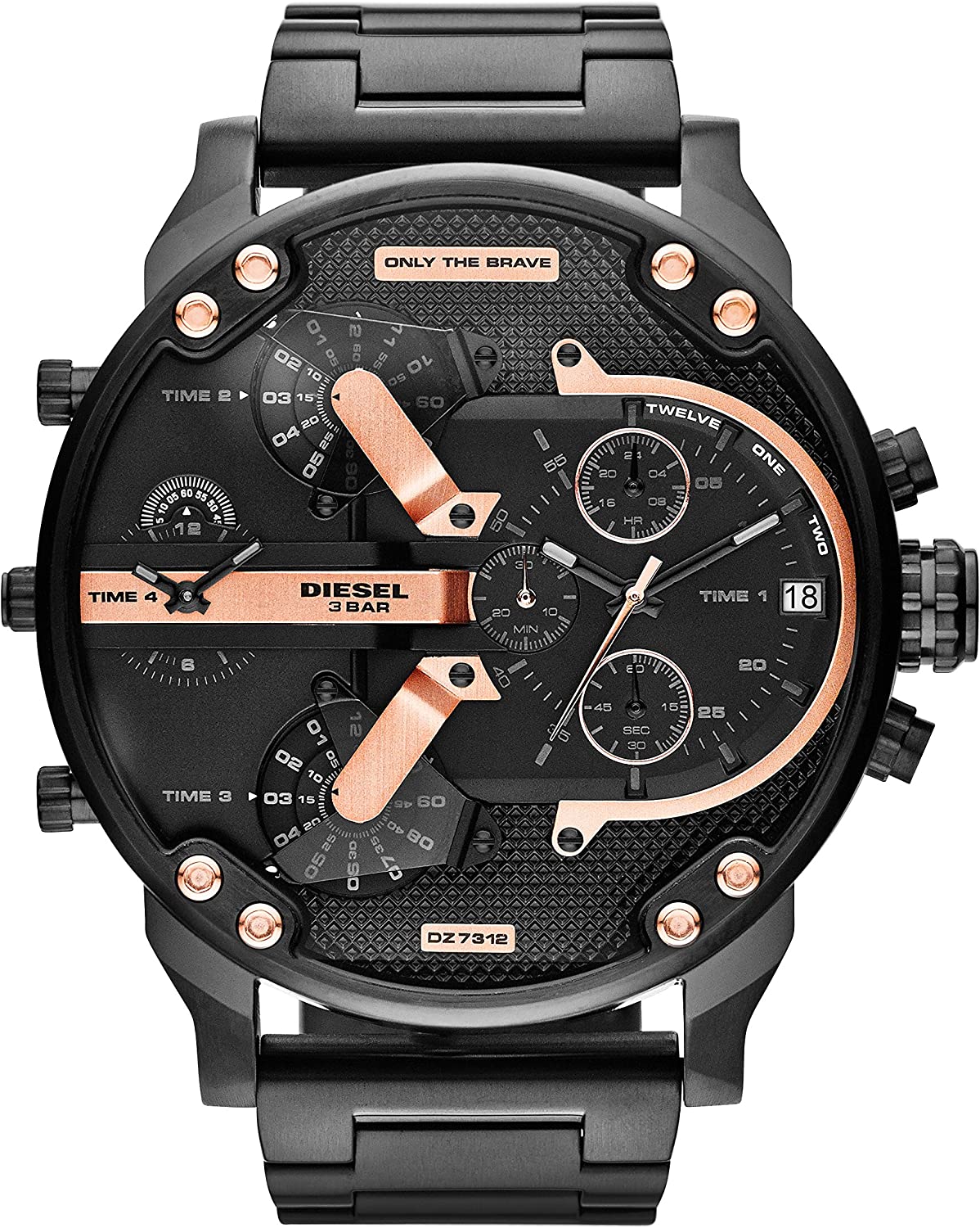 Diesel Mr daddy Chronograph GMT Men's Black Roes Gold Watch DZ7312