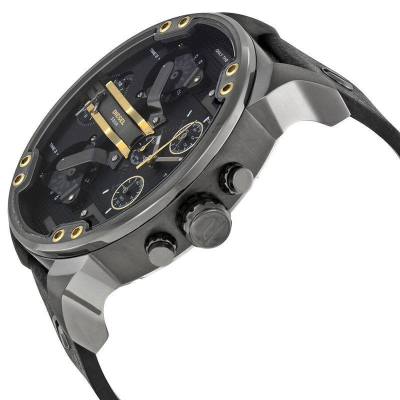 Diesel Mr. Daddy 2.0 Black Dial Black Leather Men's Watch #DZ7348 - Big Daddy Jewelry #2