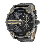 Diesel Mr. Daddy 2.0 Black Dial Black Leather Men's Watch #DZ7348 - Big Daddy Jewelry