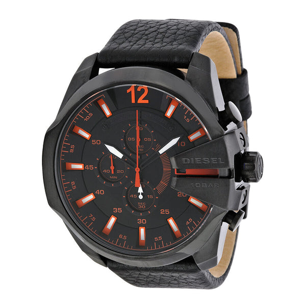 Diesel Chronograph Black Dial Black Leather Men's Watch #DZ4291 - Big Daddy Jewelry