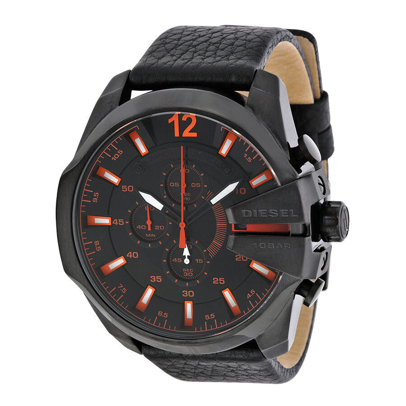 Diesel Chronograph Black Dial Black Leather Men's Watch #DZ4291 - Big Daddy Jewelry