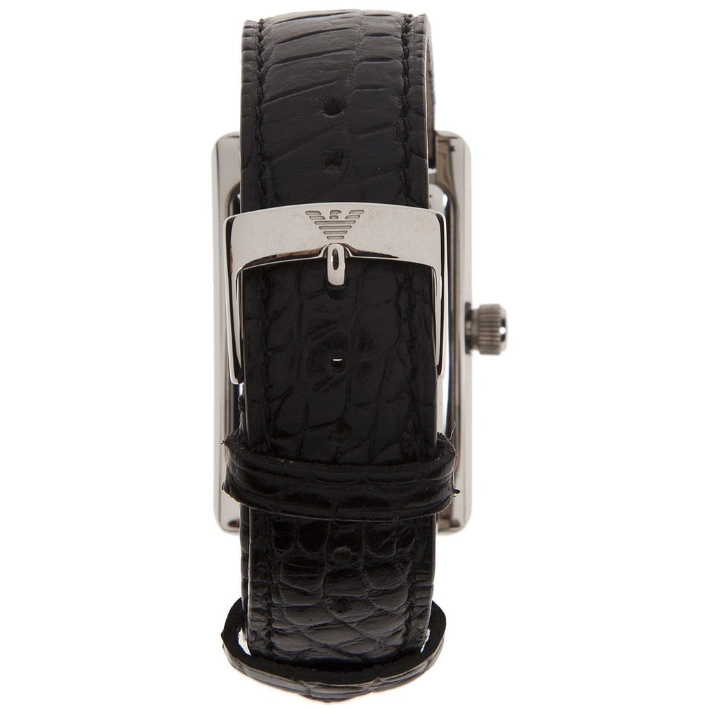 Back view of Emporio Armani AR0144 showing caseback and black crocodile-pattern leather strap